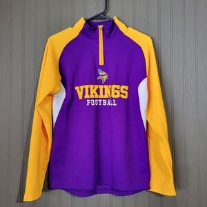 NFL Minnesota Vikings Long Sleeve 1/4 Quarter Zip Shirt Purple Youth Large